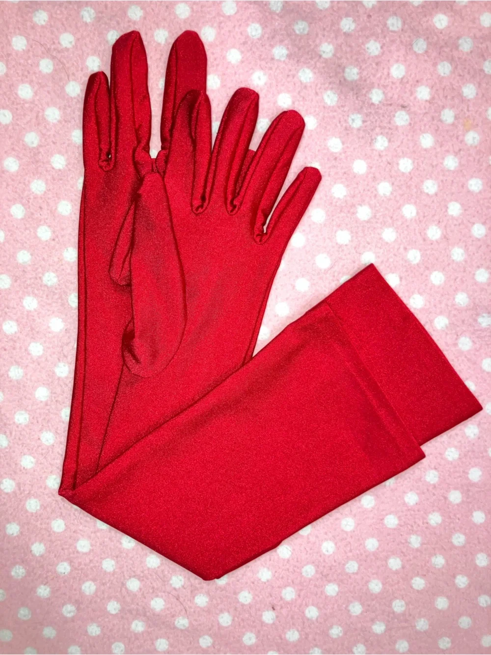 Red Long Evening Gloves - Women OS